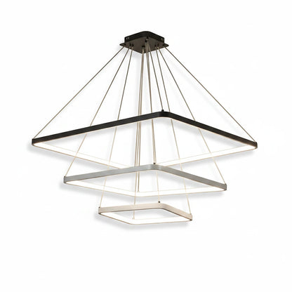 Lysverden modern square LED pendant light with three tiered geometric frames in a sleek minimalist design.