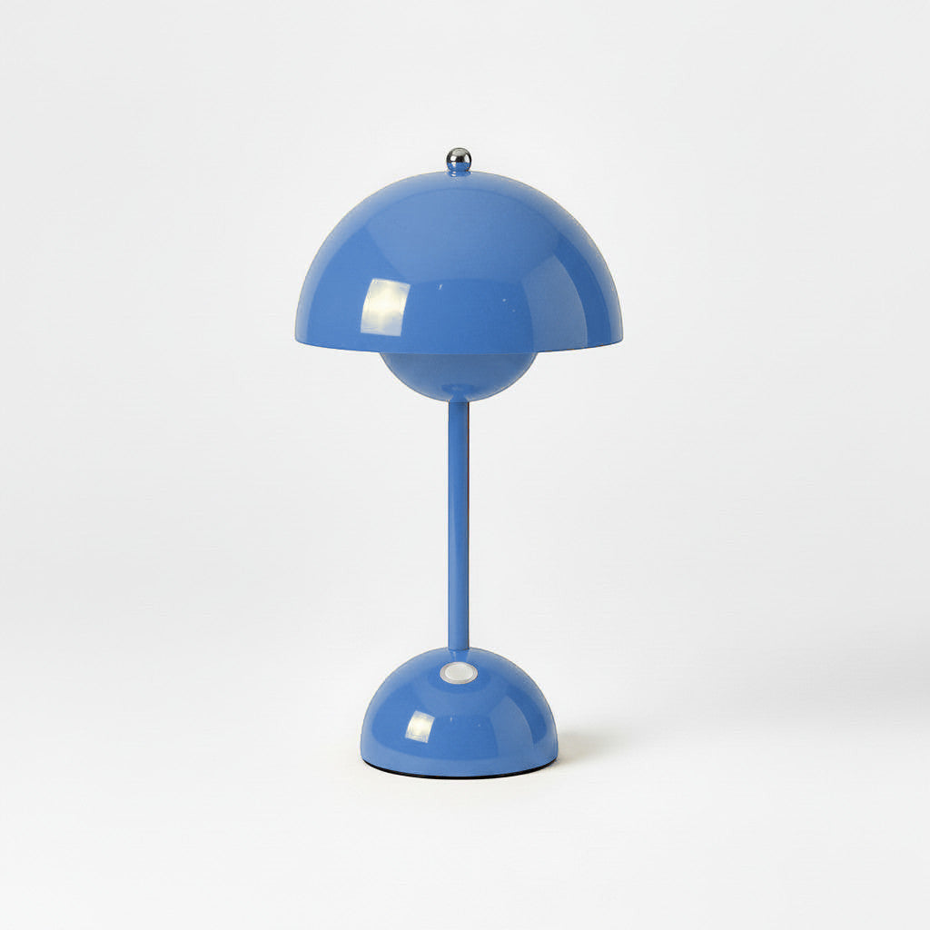 Lysverden blå trådløs touch-bordlampe inspirert av Flowerpot-design, i PC, med dimbart lys.