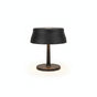 Lysverden black UFO disc-top cordless table lamp with touch control and dimming, aluminum base, iron shade, PMMA. 5200 mAh battery.