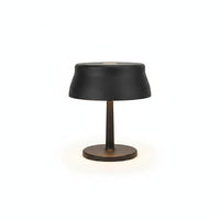 Lysverden cordless UFO disc-top table lamp in black aluminum with touch control and dimming. 5200 mAh battery.