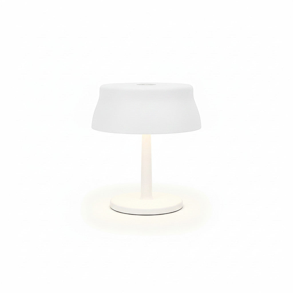 Lysverden black UFO disc-top cordless table lamp with touch control and dimming, aluminum base, iron shade, PMMA.