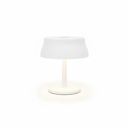 Lysverden black UFO disc-top cordless table lamp with touch control and dimming, aluminum base, iron shade, PMMA.