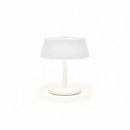 Lysverden black UFO disc-top cordless table lamp with touch control and dimming, aluminum base, iron shade, PMMA.