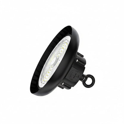 Lysverden black UFO LED high bay light, 150W, 4000K neutral white, 18000 lm, 90° beam angle, aluminum housing.