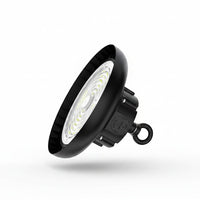Lysverden black UFO LED high bay light, 200W, 4000K neutral white, 24000 lm, 90° beam angle, for industrial spaces.
