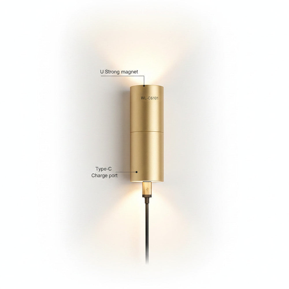 Lysverden vertical metal wall lamp with up/down light, 3 color temps, remote control, magnetic mount. Black.