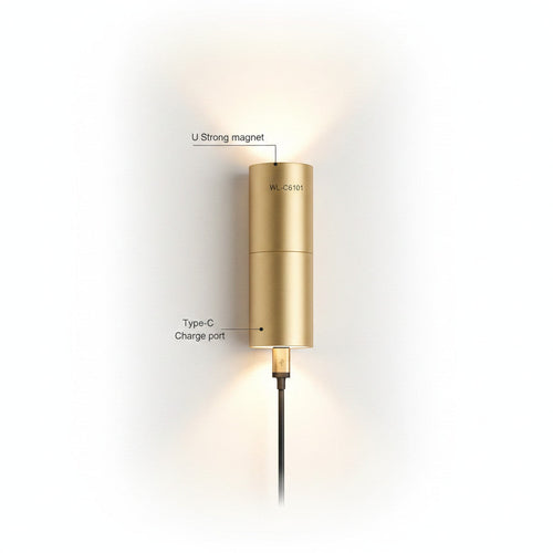 Lysverden vertical metal wall lamp with up/down light, 3 color temps, remote control, magnetic mount. Black.