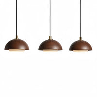 Lysverden walnut wood dome pendant lights with integrated warm LED, featuring a minimalist Japandi design.