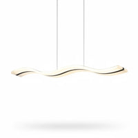 Lysverden wave-shaped LED pendant light in white with a sleek, minimalist design for modern dining rooms.