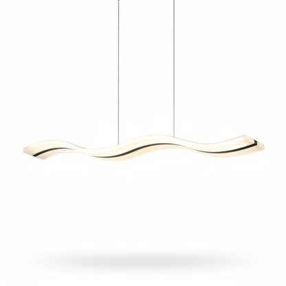 Lysverden wave-shaped LED pendant light in white with a sleek, minimalist design for modern dining rooms.