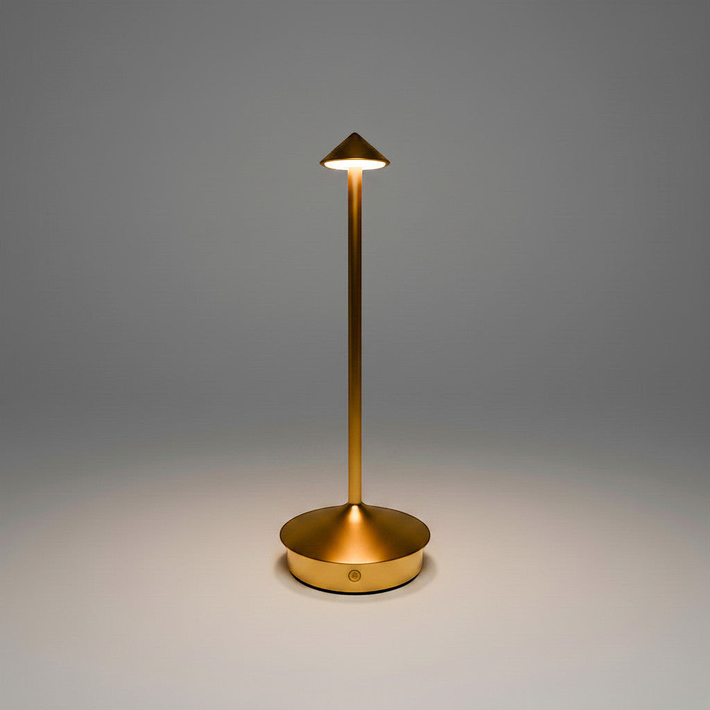Lysverden white aluminum pinnacle touch-controlled table lamp with 3 color temperatures and dimmable brightness.