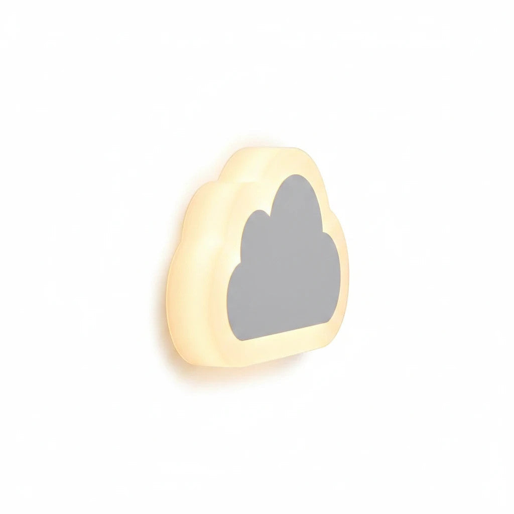 Lysverden white cloud-shaped LED wall lamp for children's rooms with adjustable warm light and acrylic finish.