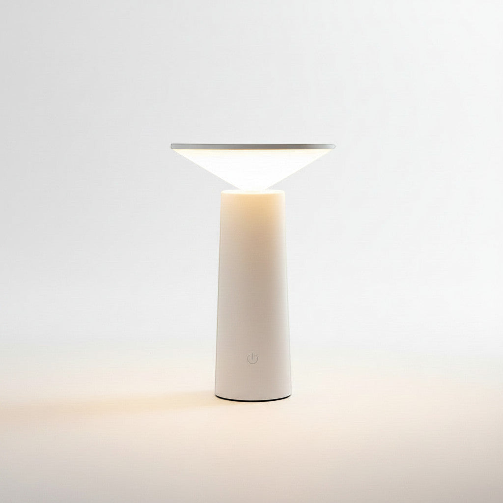 Lysverden white cone-shaped modern touch-controlled LED table lamp with 3 color temperatures and dimming function.