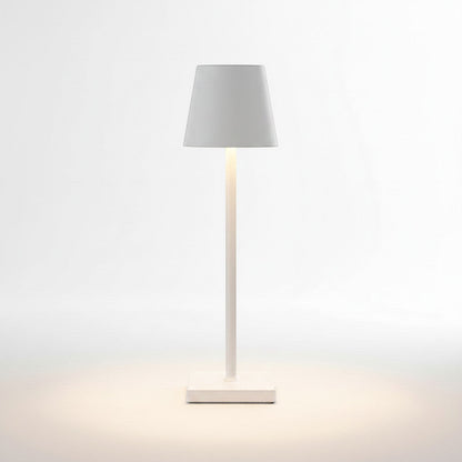 Lysverden white cordless restaurant lamp with Italian profile, aluminum and PMMA, touch control, dimmable, 3000K warm light.