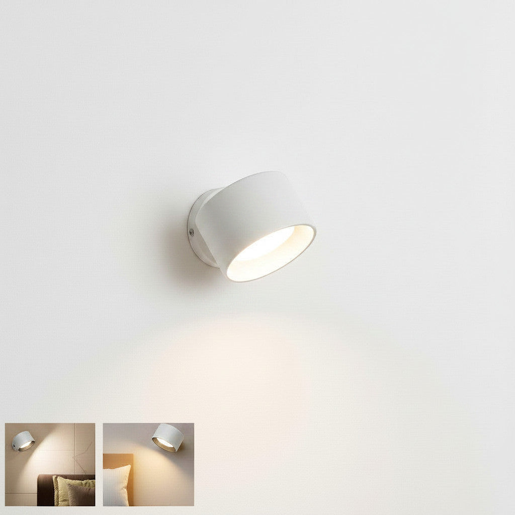 Lysverden white cylindrical wall spotlight with 360° rotation, touch control, and remote.