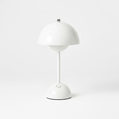 Lysverden white cordless touch table lamp, inspired by Flowerpot design, made of PC with dimmable light.