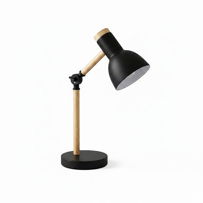 Lysverden white macaron desk lamp with adjustable head and natural wood base. Modern Nordic style.
