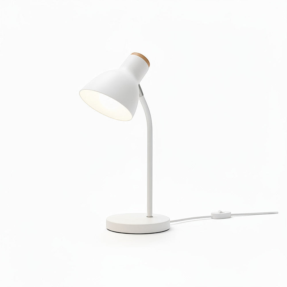 Lysverden white adjustable desk lamp with macaron color accents and a wooden base, E27 socket.