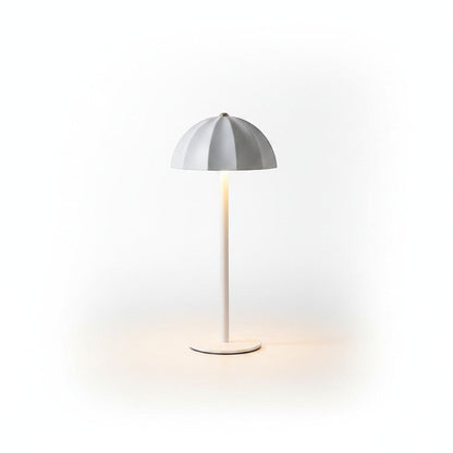 Lysverden white metal mushroom table lamp with segmented shade and PMMA dome, touch control, dimmable.