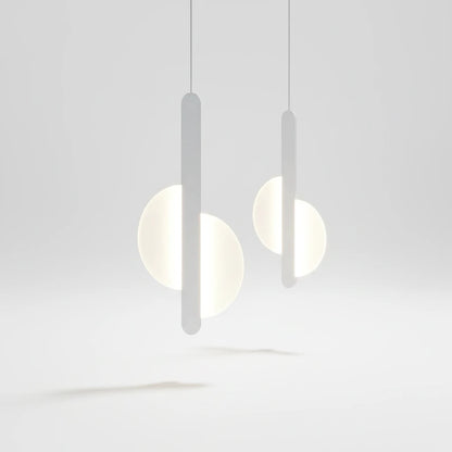 Lysverden minimalist white pendant lamp with a slim metal rod and glowing opal acrylic sphere for modern interiors