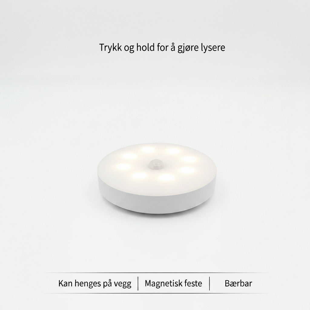 Lysverden white portable LED night light with motion sensor and magnetic mount, ideal for hallways and closets.
