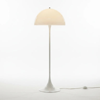 Lysverden white mushroom floor lamp with a minimalist Scandinavian design and a smooth dome-shaped shade.