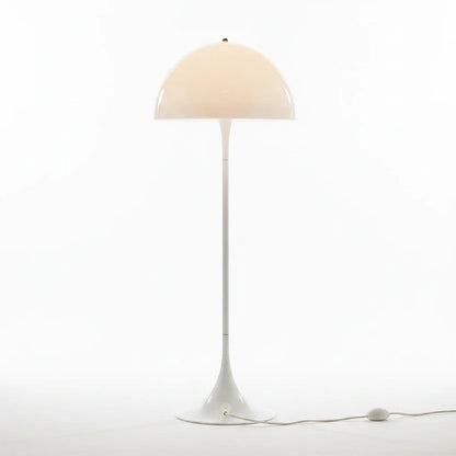 Lysverden white mushroom floor lamp with a minimalist Scandinavian design and a soft, diffuse light dome.