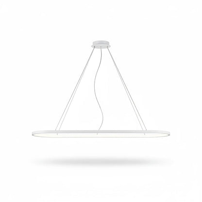 Lysverden white oval LED pendant light with a minimalist linear loop design for modern dining room lighting
