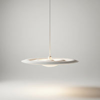 Lysverden white ripple disc pendant light with a minimalist concentric wave design for soft ambient lighting.