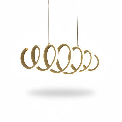Lysverden LYS ringpendel med moderne hvit spiraldesign, perfekt for minimalistisk belysning i spisestuen.