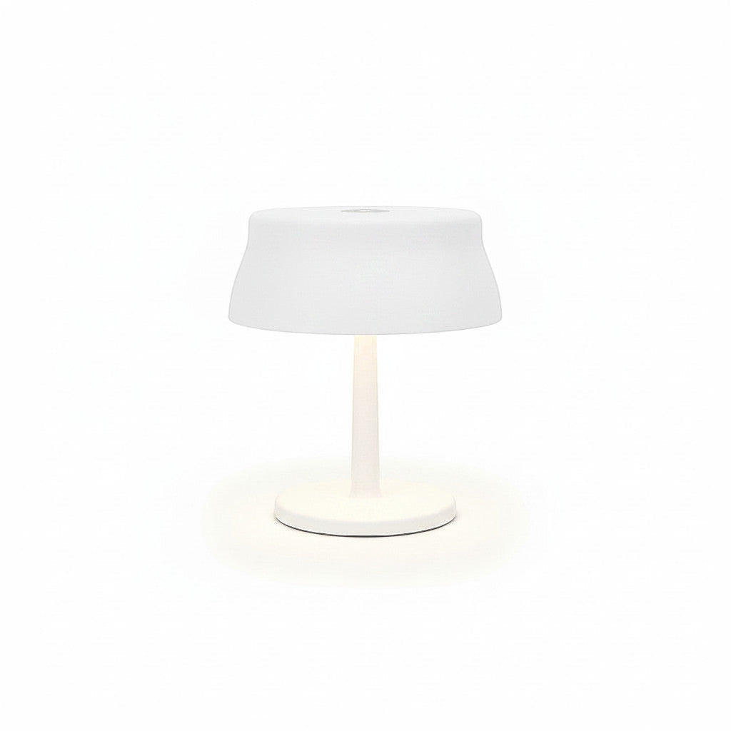 Lysverden white UFO disc-top cordless table lamp with touch dimming and 5200 mAh battery.