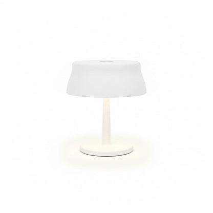 Lysverden white UFO disc-top cordless table lamp with touch dimming and 5200 mAh battery.