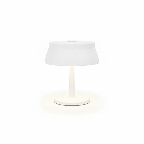 Lysverden white UFO disc-top cordless table lamp with touch dimming and 5200 mAh battery.
