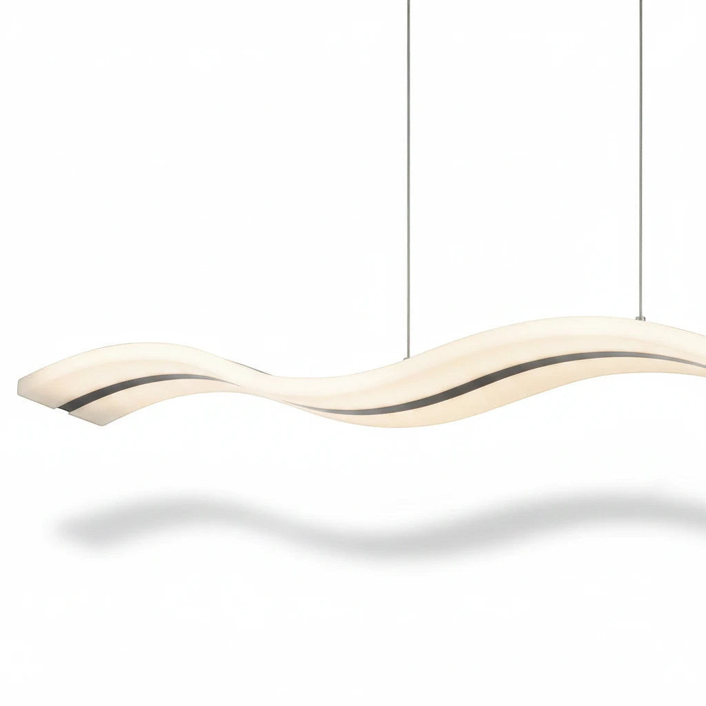 Lysverden white wave-shaped LED pendant light with a slim minimalist design for modern dining room lighting