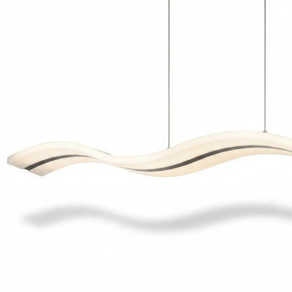 Lysverden white wave-shaped LED pendant light with a slim minimalist design for modern dining room lighting