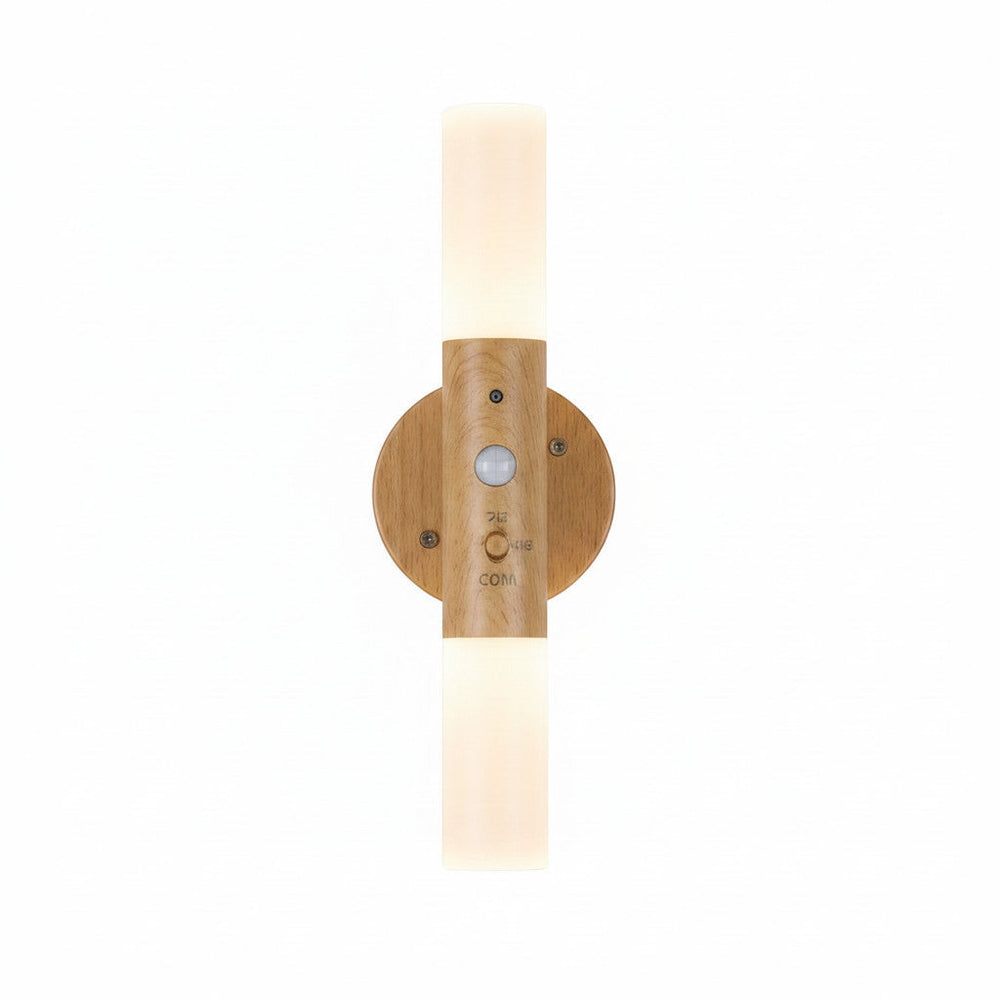 Lysverden wooden and acrylic night light with motion sensor and magnetic mount, warm white light.