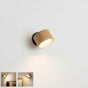Lysverden cylindrical wall spotlight with wood finish, touch control, 360° rotation, and remote control.