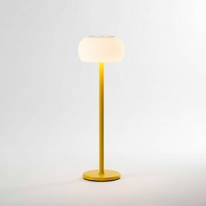 Lysverden yellow aluminum and PMMA bell table lamp with touch control and dimming, IP54 waterproof.
