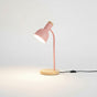 Lysverden yellow desk lamp with flexible arm and wood base, E27 socket, adjustable shade