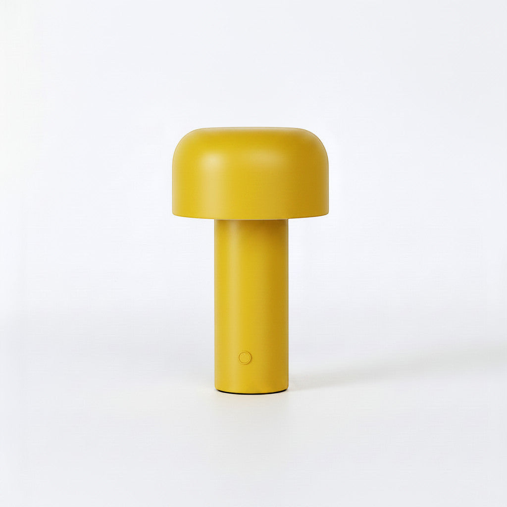 Lysverden yellow metal mushroom-shaped table lamp with touch control and 3 brightness levels.
