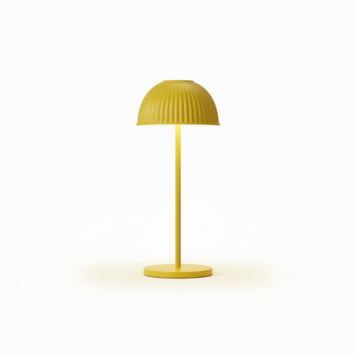 Lysverden yellow ABS table lamp with ribbed dome shade, touch control, 3 color temperatures, dimmable, rechargeable.