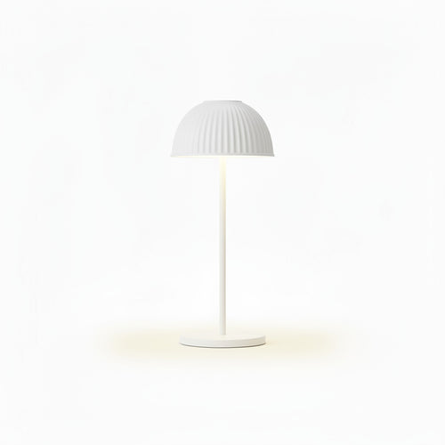 Lysverden yellow ribbed dome table lamp with touch control and 3 color temperatures.