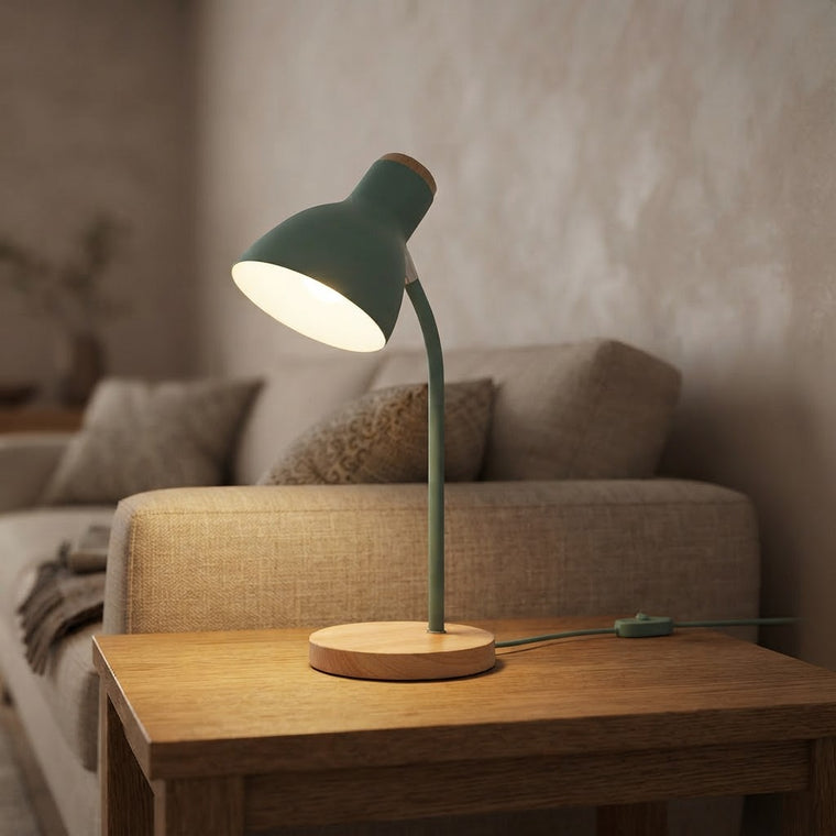 Macaron nordic bordlampe – trebase, justerbar – tent i stue