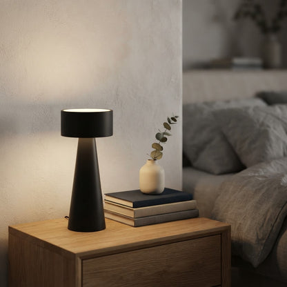 Mini cylindrisk touch-bordlampe – 4 farger, Enkel lading – tent på nattbord