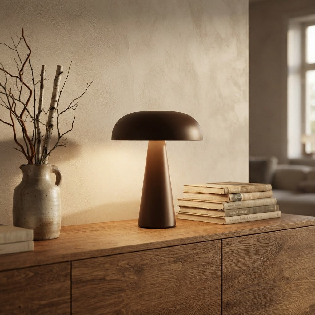 Mushroom-bordlampe i metall – 4 fargetemperaturer, Enkel lading – tent i skandinavisk hjem