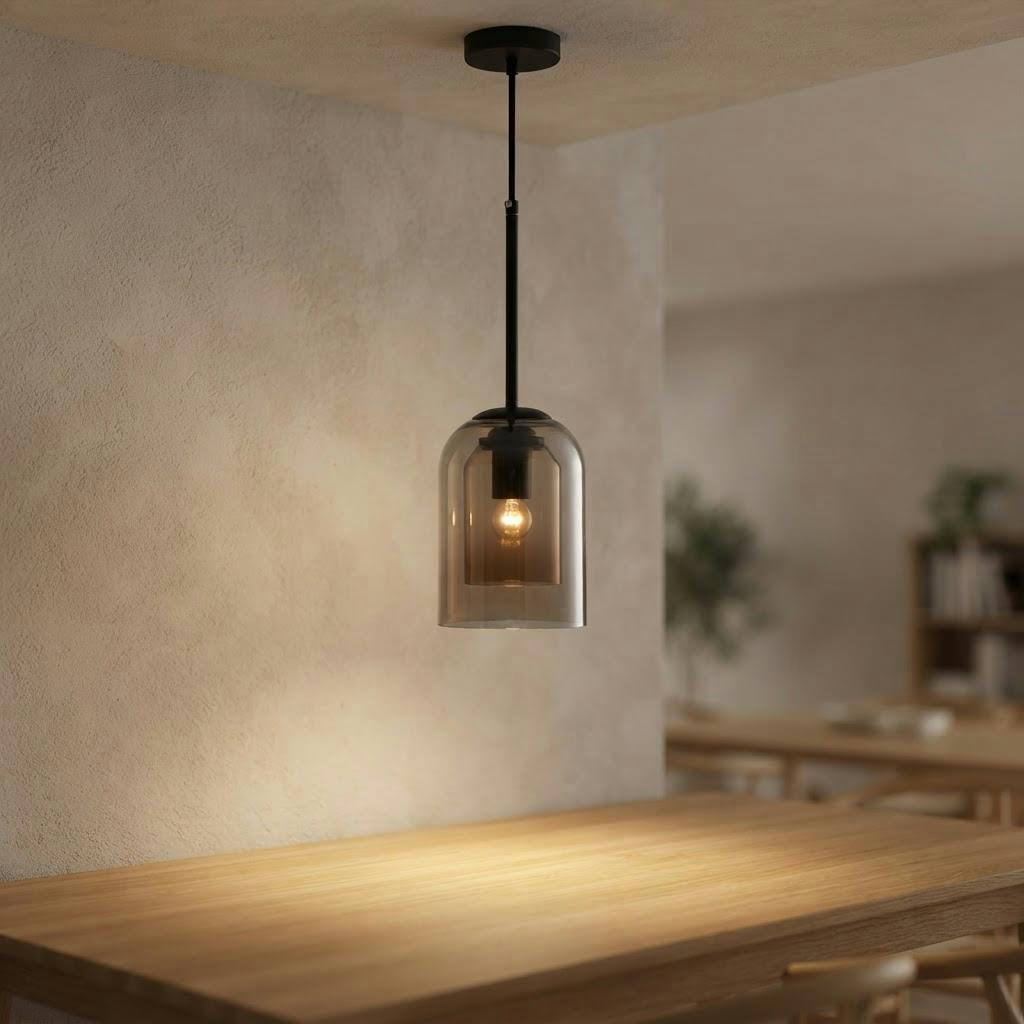 Pendellampe SYLINDER i røykglass