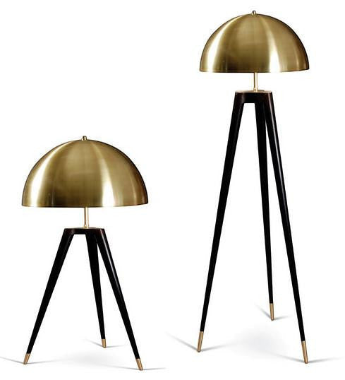 Trebent lampe med messingkuppel – Lysverden