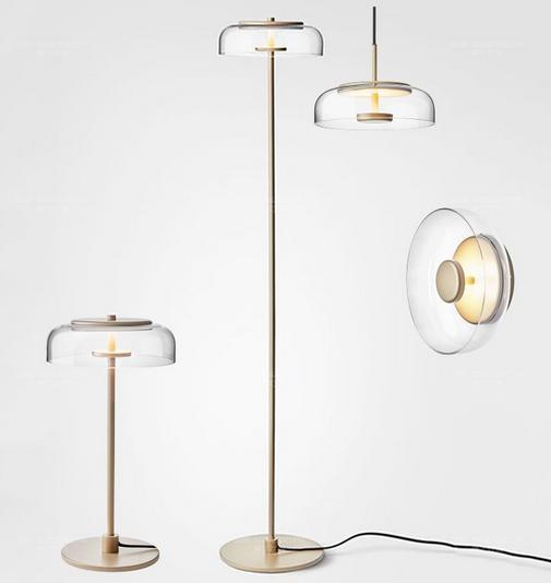 Glassdisk-lampe i gull – Lysverden