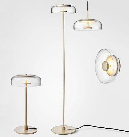 Glassdisk-lampe i gull – Lysverden