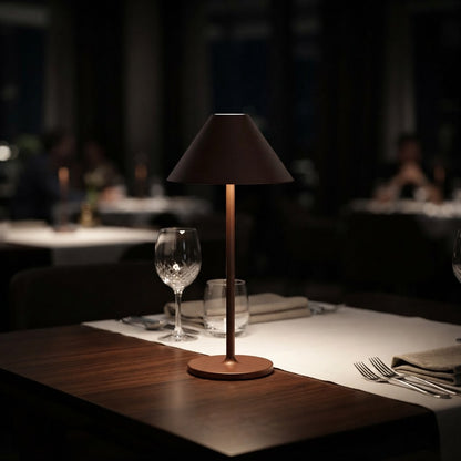 Restaurantlampe med paraply-skjerm – 4 fargetemperaturer, Enkel lading – tent på restaurantbord